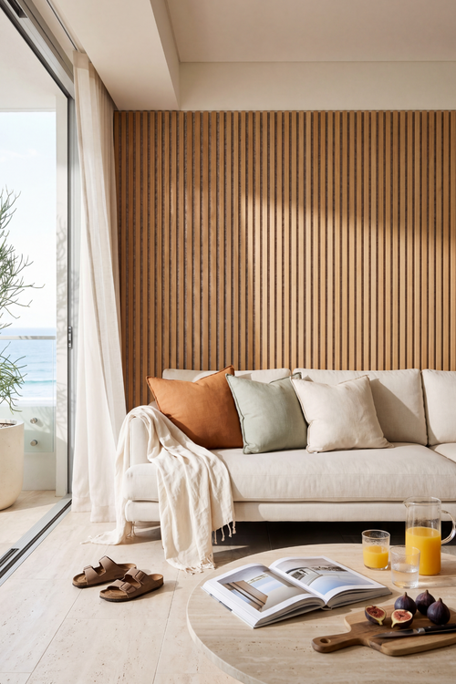American Oak Grey Felt Acoustic Slat Wall Panel