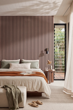American Walnut acoustic slat wall panel: bedroom Byron
