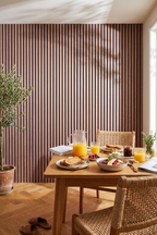 American Walnut acoustic slat wall panel: breakfast nook