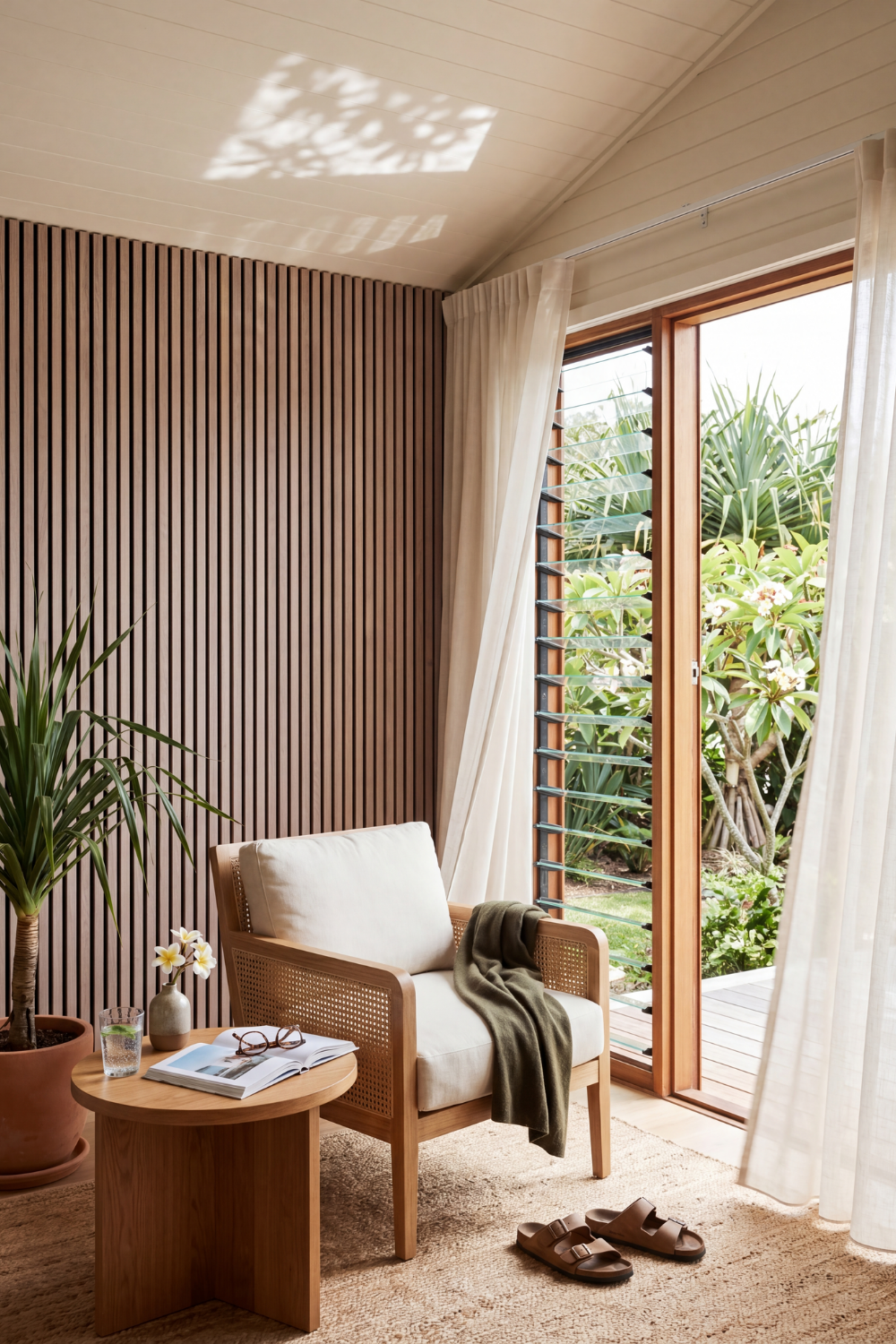 American Walnut acoustic slat wall panel: Byron Bay