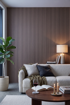 American Walnut acoustic slat wall panel: lounge