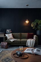 Black acoustic slat wall panel: lounge