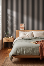 Dusty Grey acoustic slat wall panel: bedroom