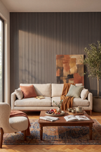 Dusty Grey acoustic slat wall panel: lounge