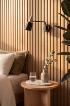 Oak Grey Felt acoustic slat wall panel: close-up wall