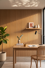 Oak Grey Felt acoustic slat wall panel: home office