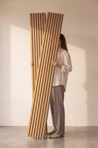 Oak Grey Felt acoustic slat wall panel: studio held panels