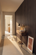 Smoked Oak acoustic slat wall panel: hallway