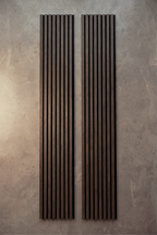 Smoked Oak acoustic slat wall panel: studio flat lay