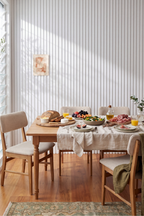 White acoustic slat wall panel: lunch dining room
